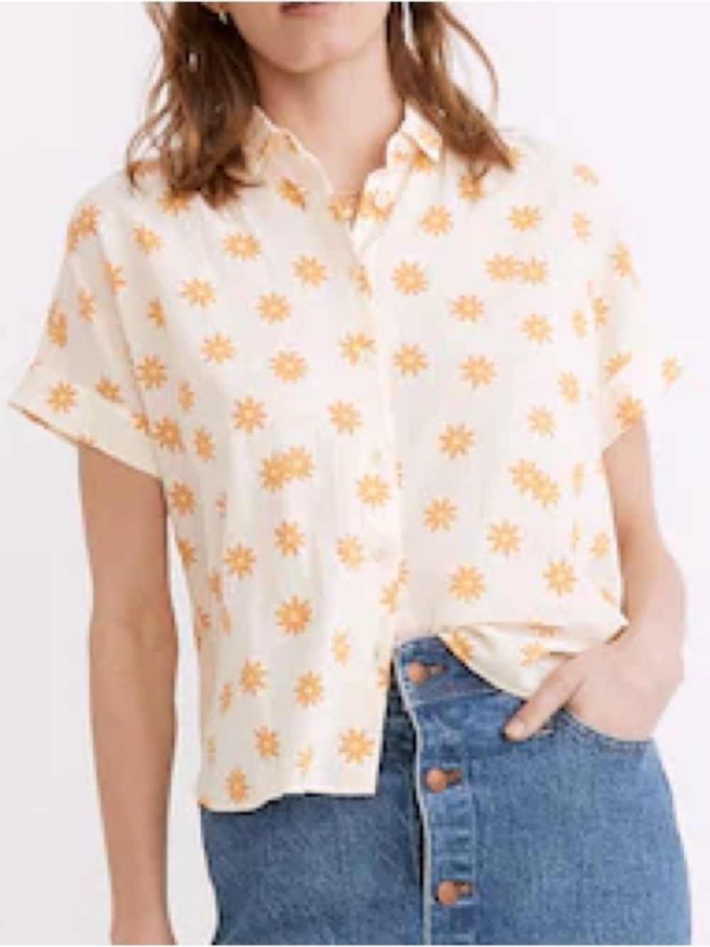 Madewell 100% Cotton Daisy Groove Hilltop Shirt Blouse Medium